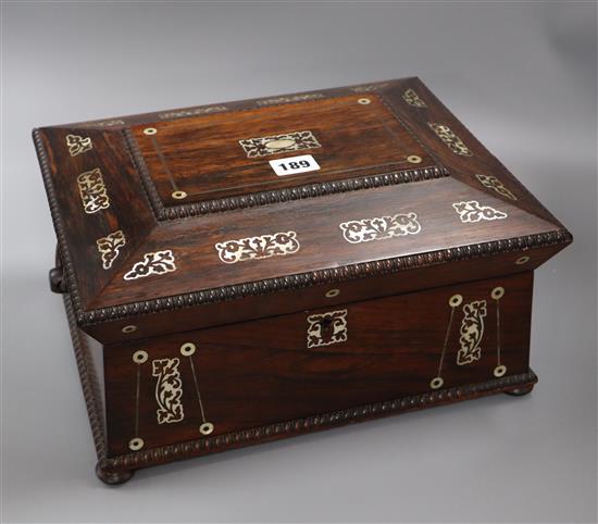A William IV mother of pearl rosewood casket